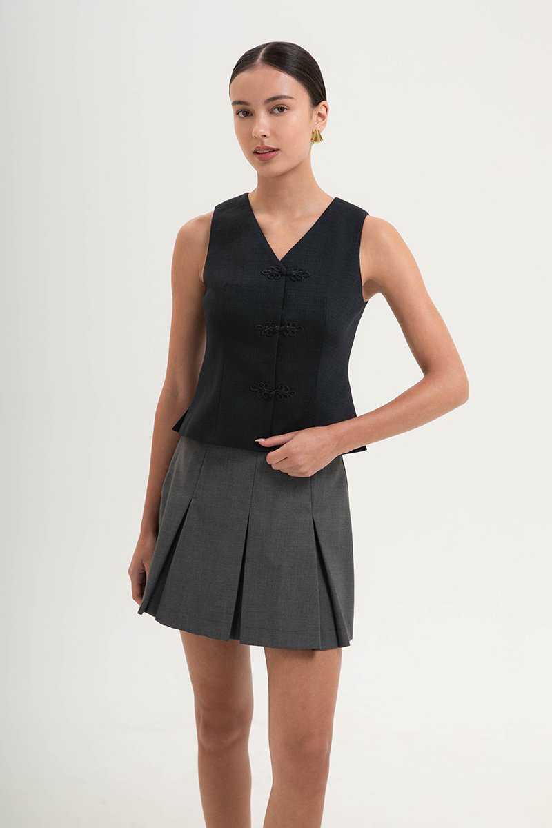 YUI CHEONGSAM TWEED VEST TOP