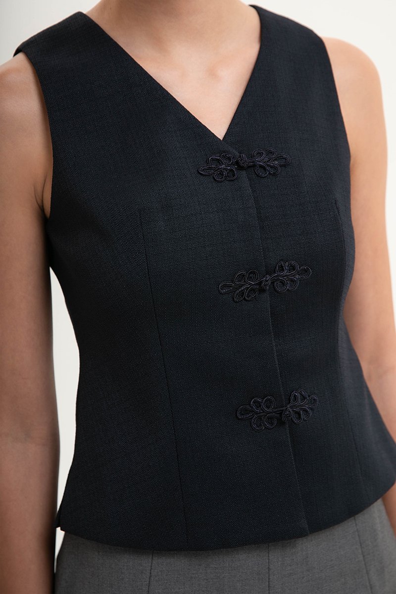 YUI CHEONGSAM TWEED VEST TOP