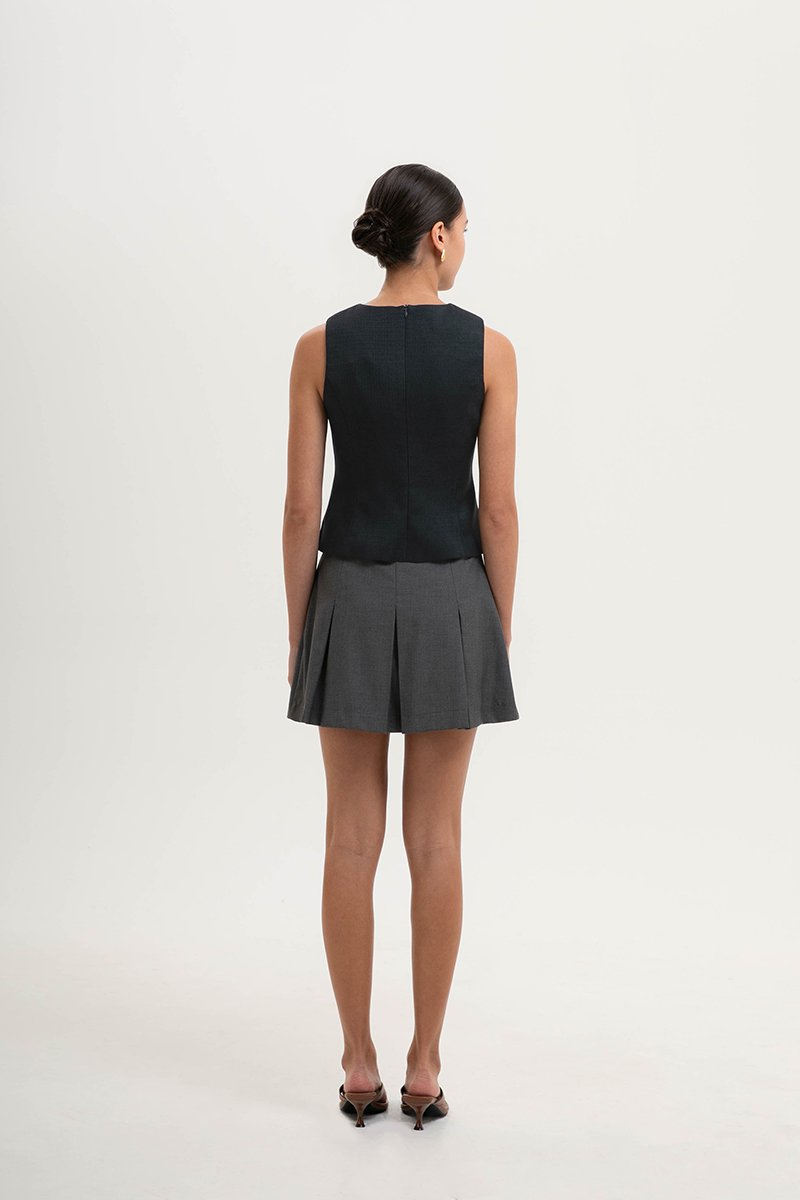 YUI CHEONGSAM TWEED VEST TOP