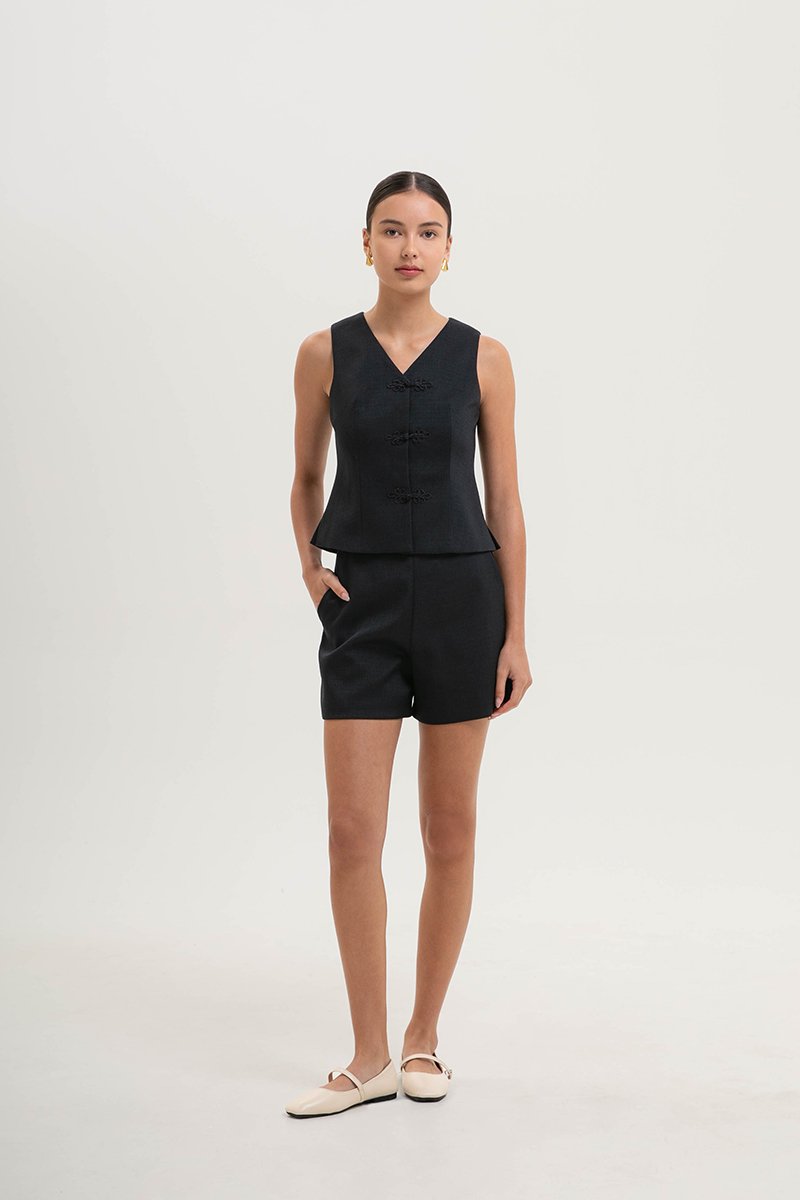 YUI CHEONGSAM TWEED VEST TOP