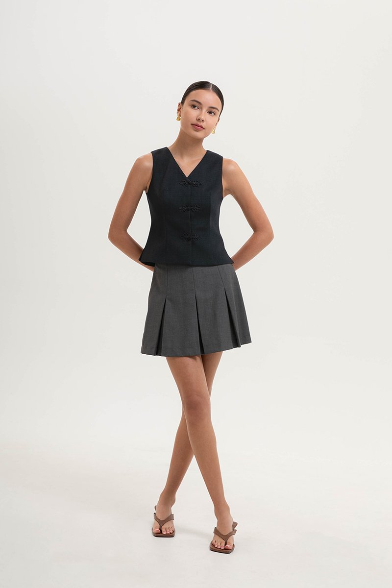 YUI CHEONGSAM TWEED VEST TOP