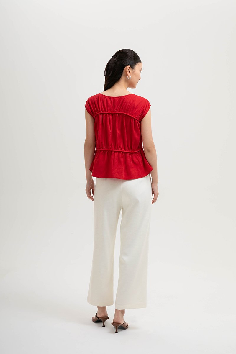 JYNN RUCHED LINEN TOP