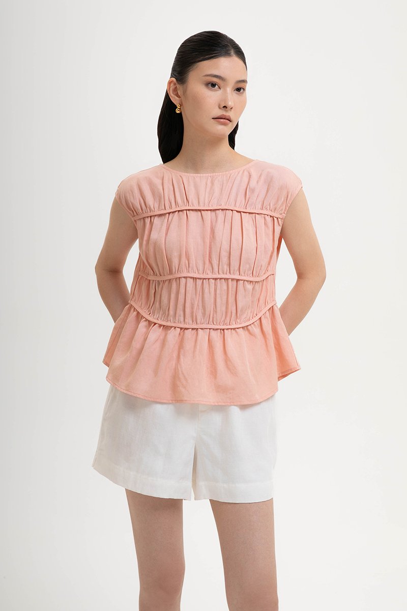 JYNN RUCHED LINEN TOP