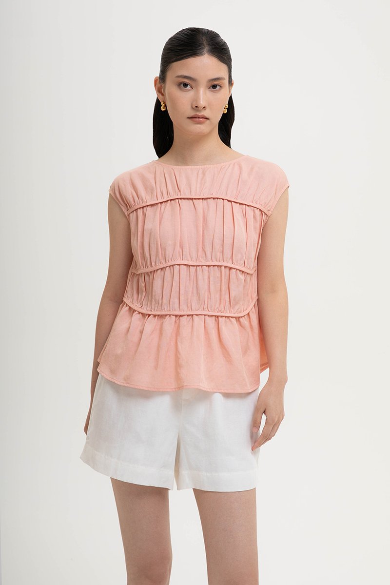 JYNN RUCHED LINEN TOP