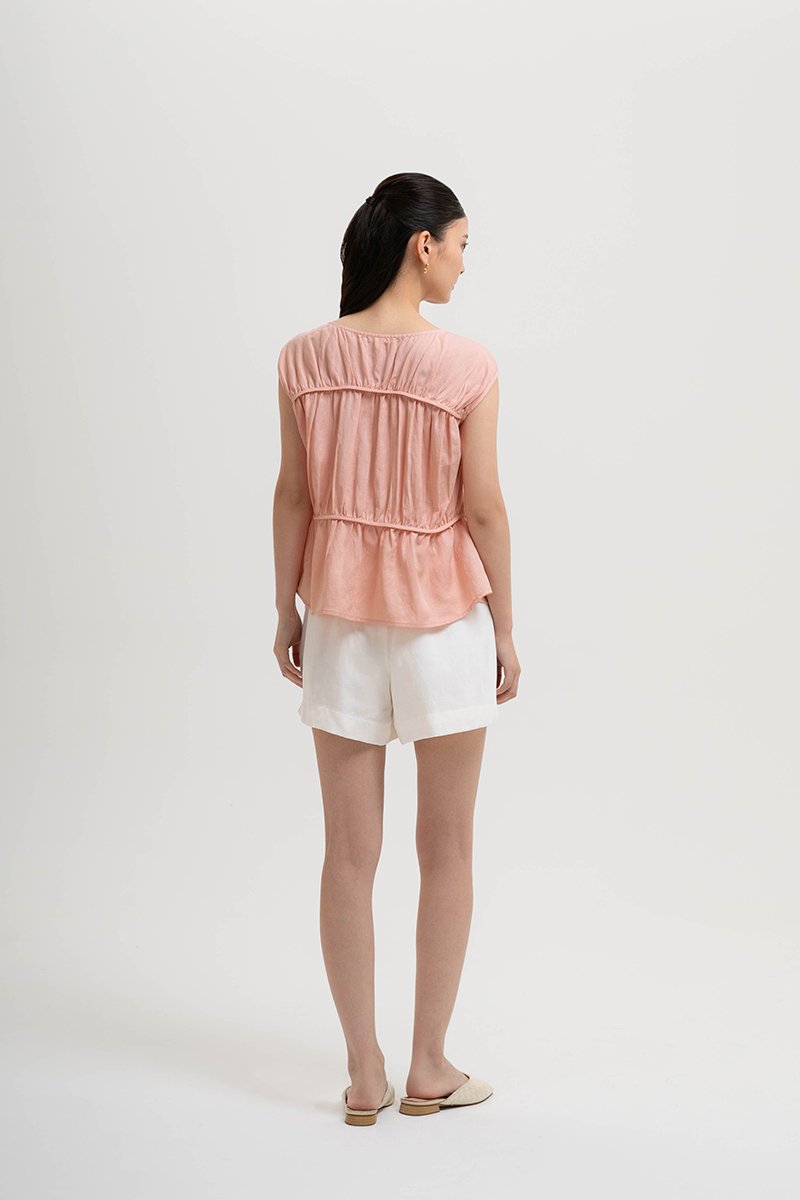 JYNN RUCHED LINEN TOP