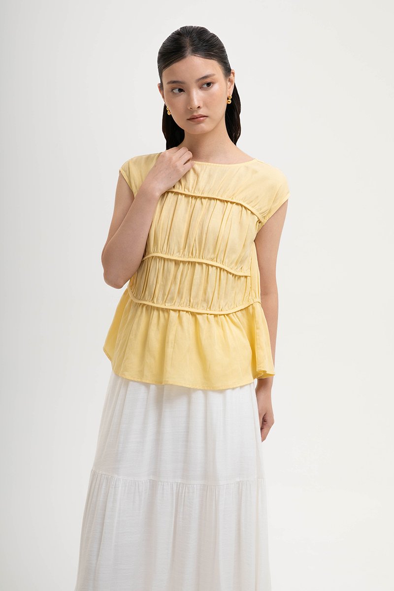 JYNN RUCHED LINEN TOP