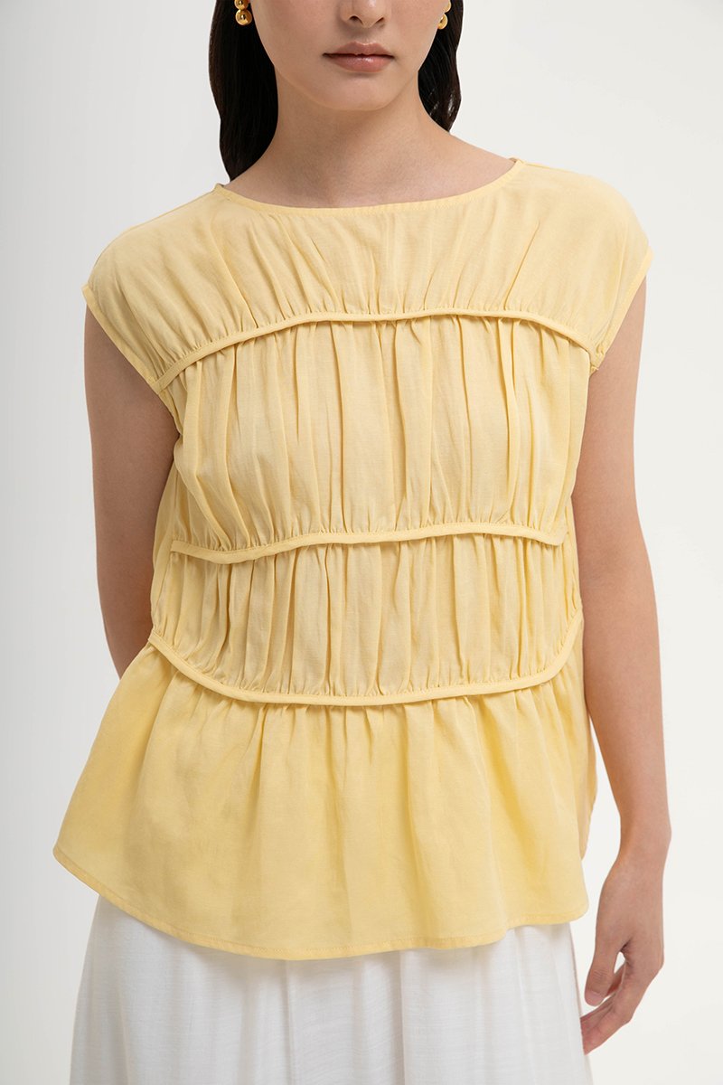 JYNN RUCHED LINEN TOP