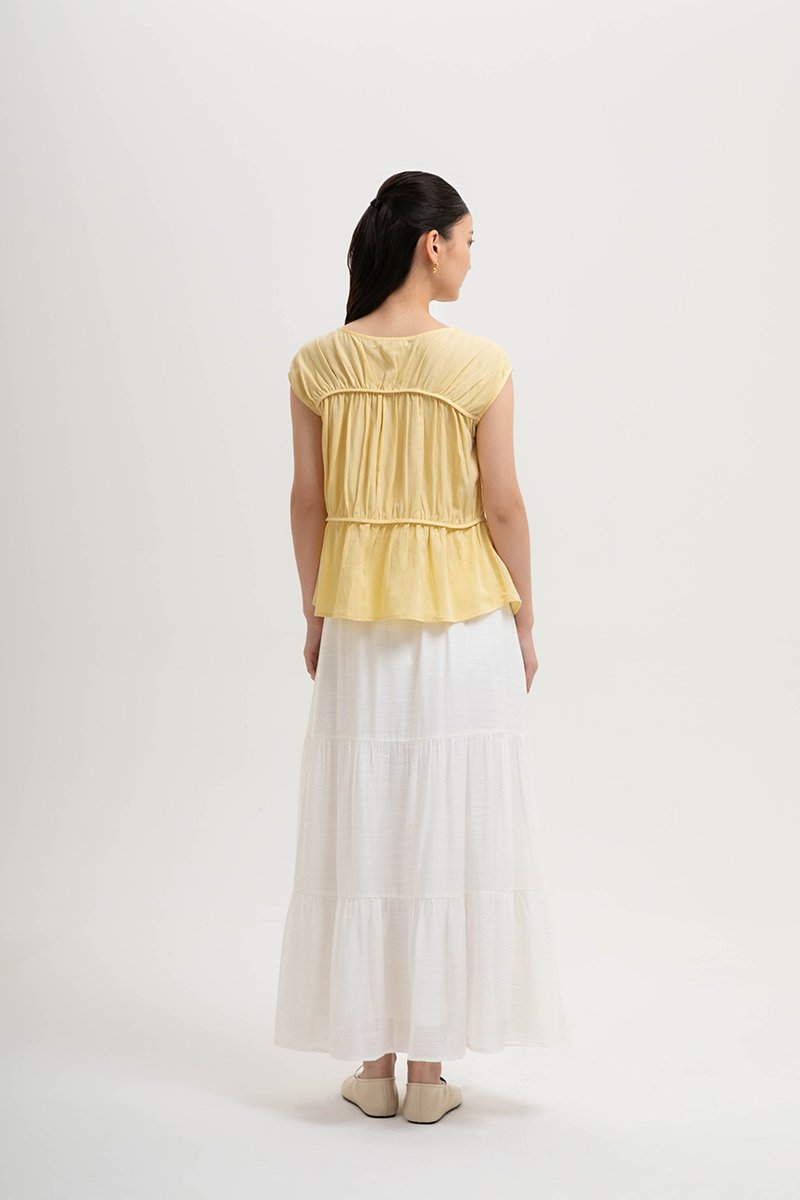 JYNN RUCHED LINEN TOP