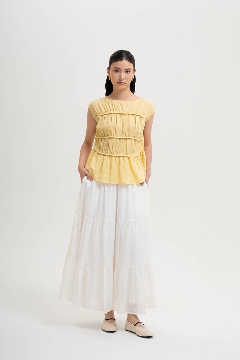 JYNN RUCHED LINEN TOP