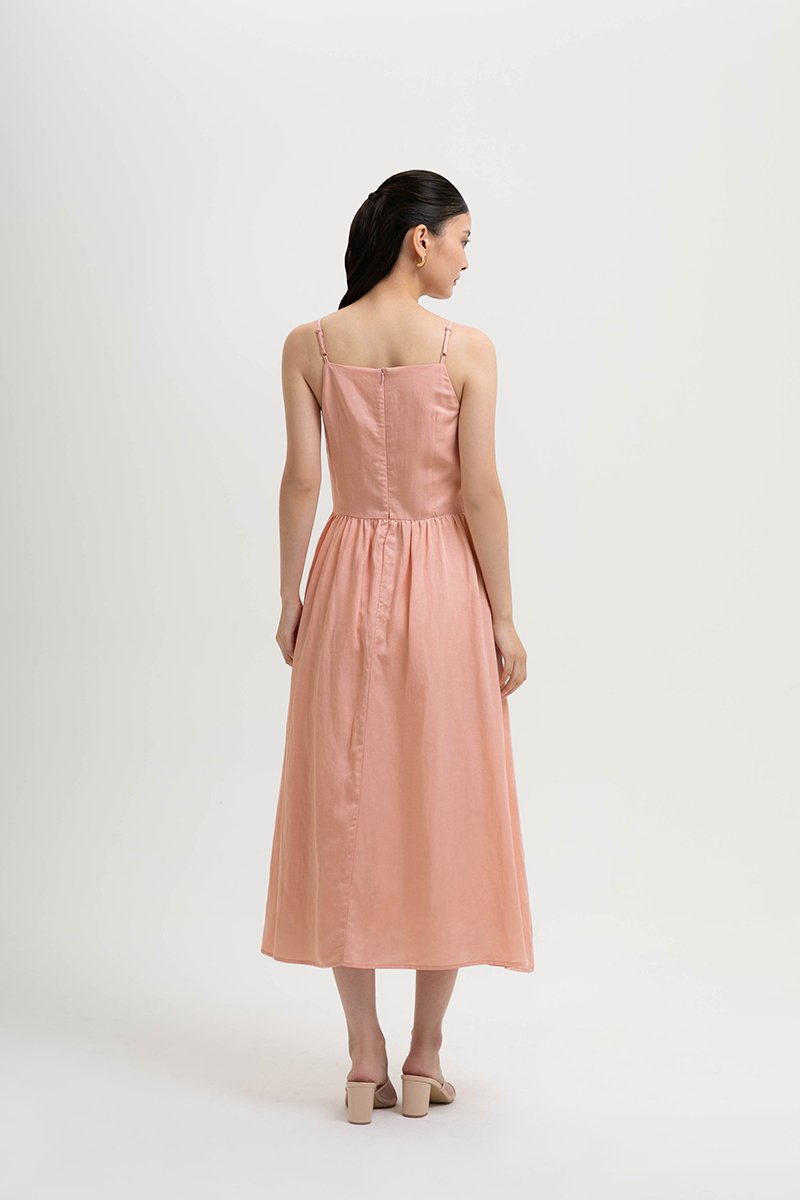 EVELINA PATCH POCKET LINEN DRESS