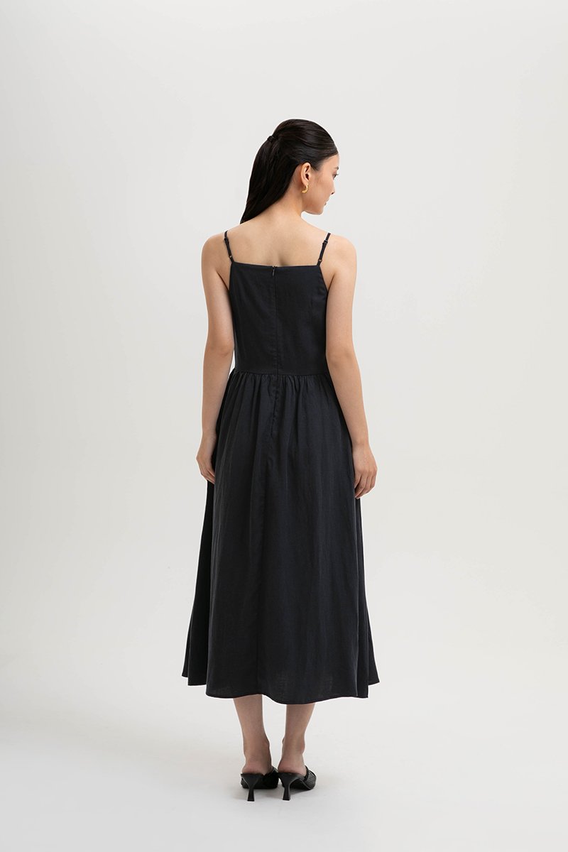EVELINA PATCH POCKET LINEN DRESS