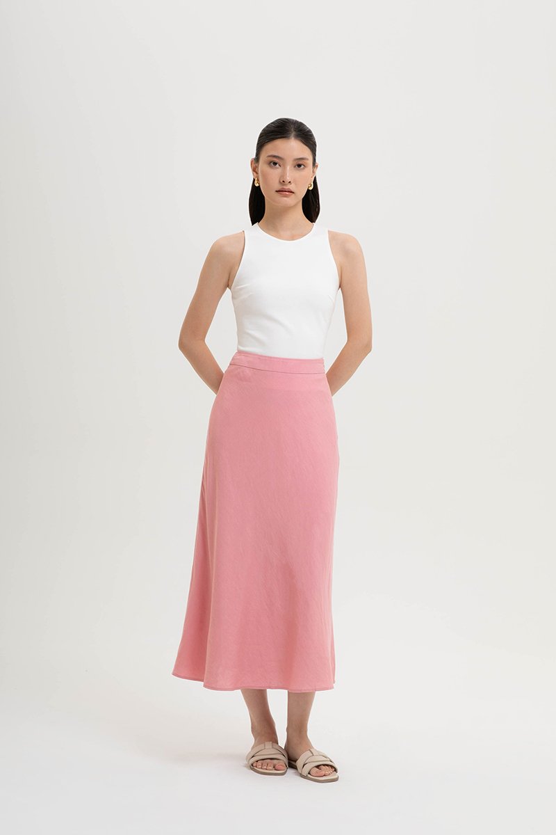 KELSY LINEN MIDI SKIRT