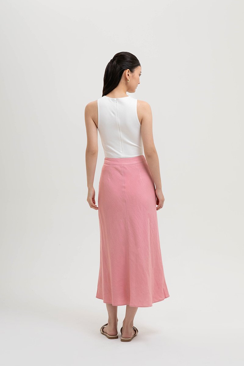KELSY LINEN MIDI SKIRT