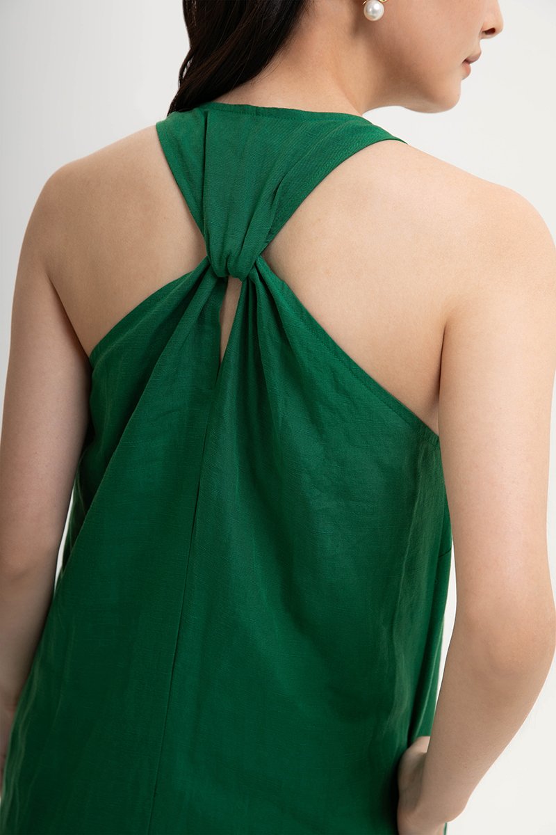 NAIRA TRAPEZE BACK COLUMN LINEN DRESS