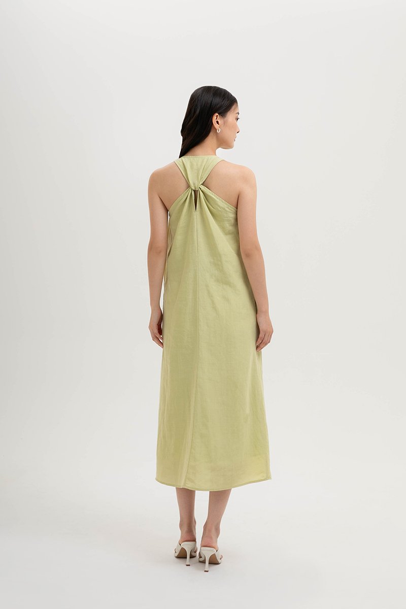 NAIRA TRAPEZE BACK COLUMN LINEN DRESS
