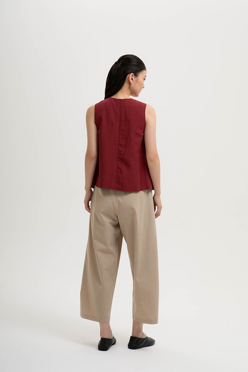 BECKY PLEATED LINEN TOP