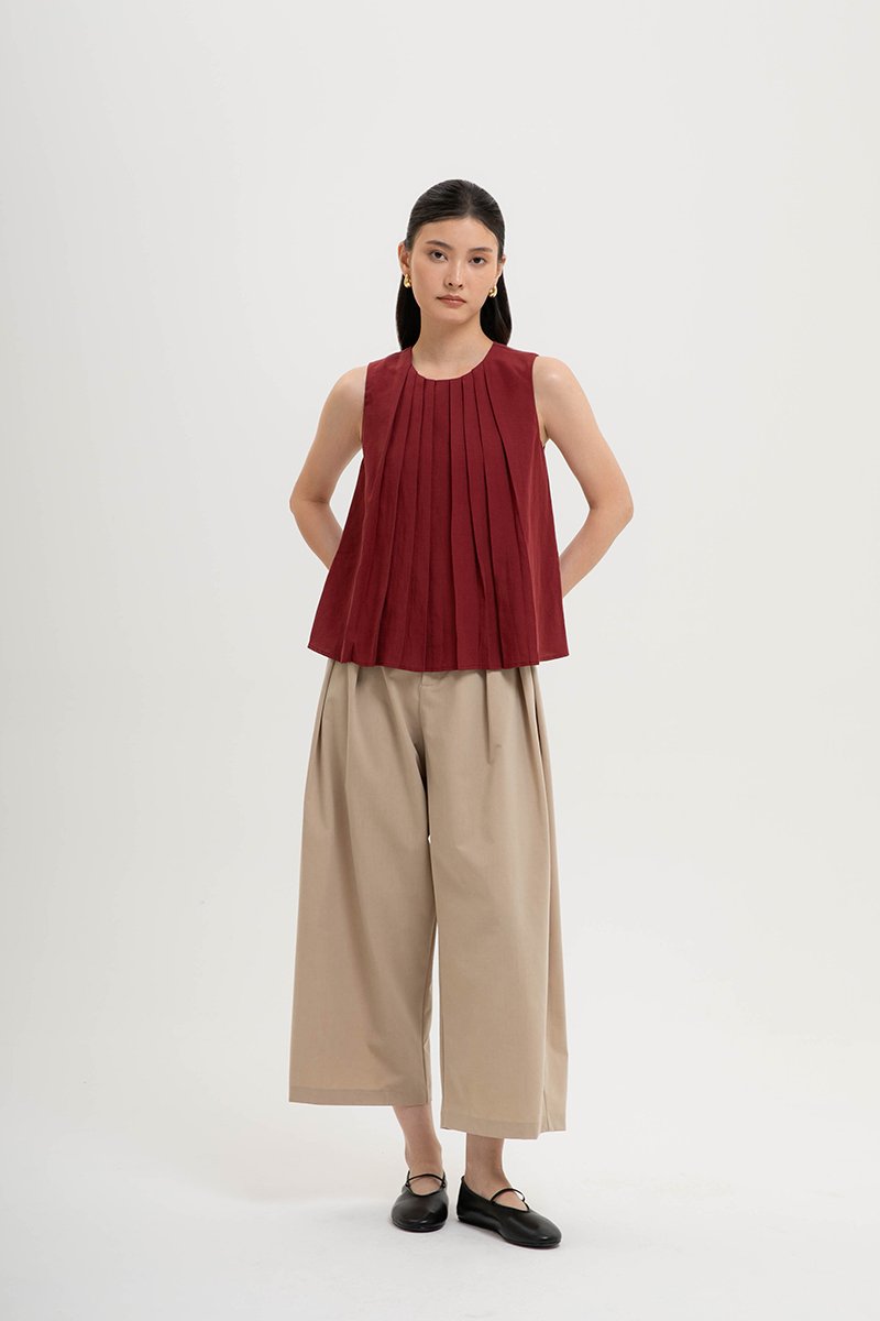 BECKY PLEATED LINEN TOP