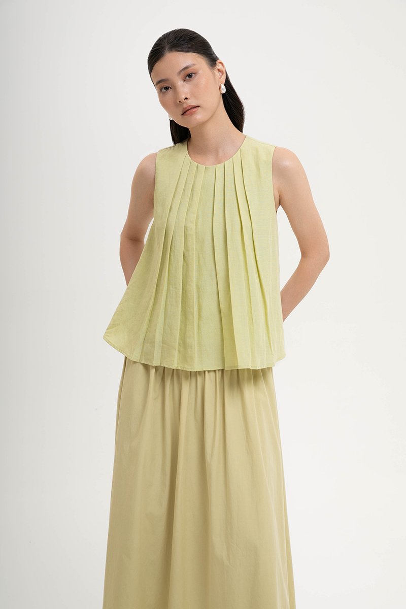 BECKY PLEATED LINEN TOP