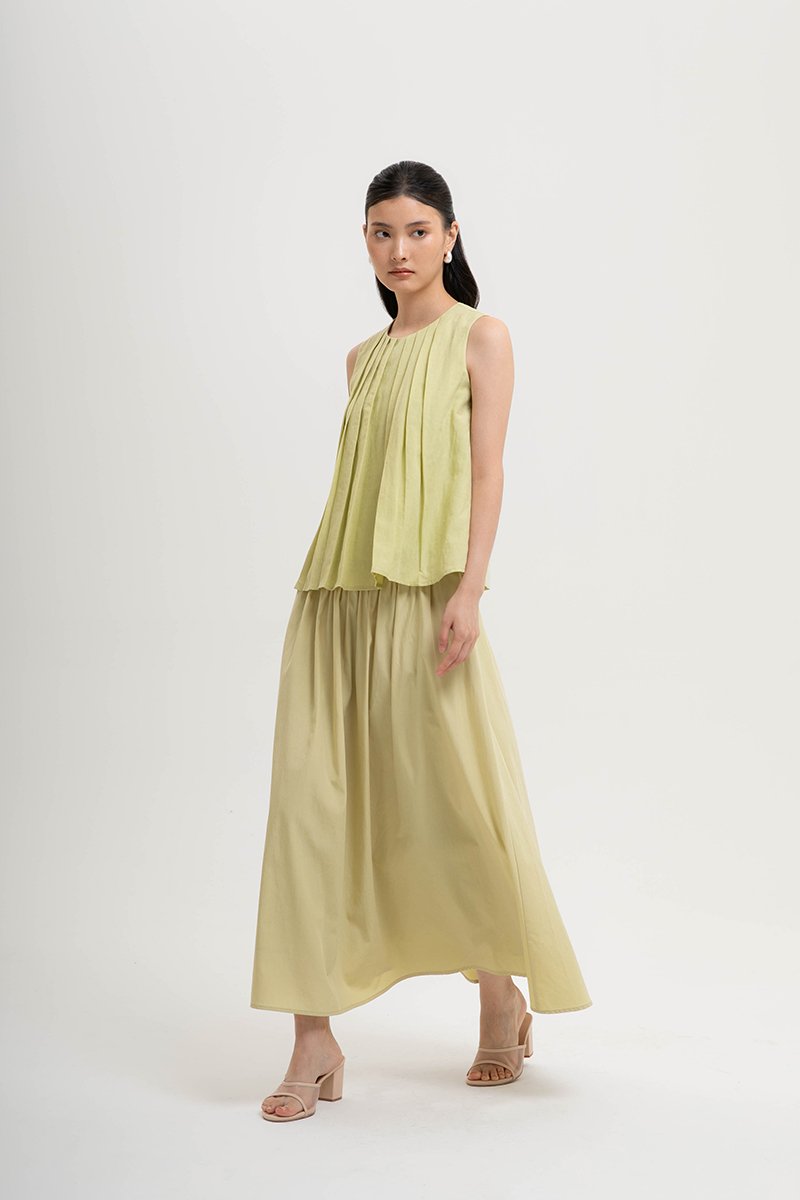 BECKY PLEATED LINEN TOP