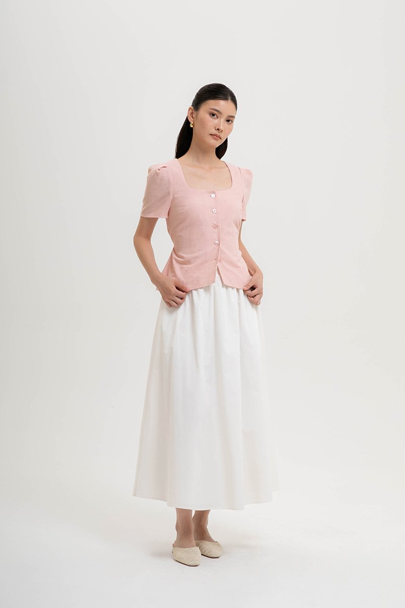 MEGHAN SHORT SLEEVE VEST LINEN TOP