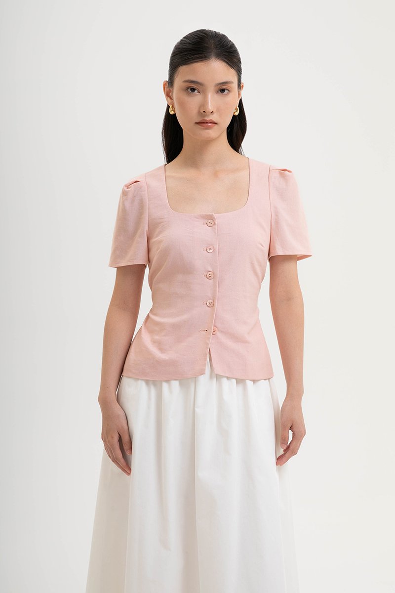 MEGHAN SHORT SLEEVE VEST LINEN TOP