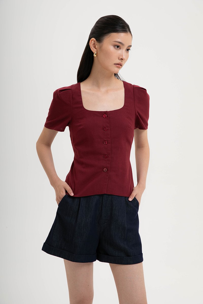 MEGHAN SHORT SLEEVE VEST LINEN TOP