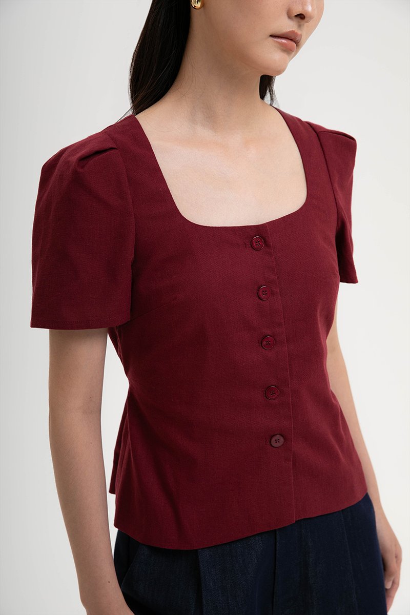 MEGHAN SHORT SLEEVE VEST LINEN TOP