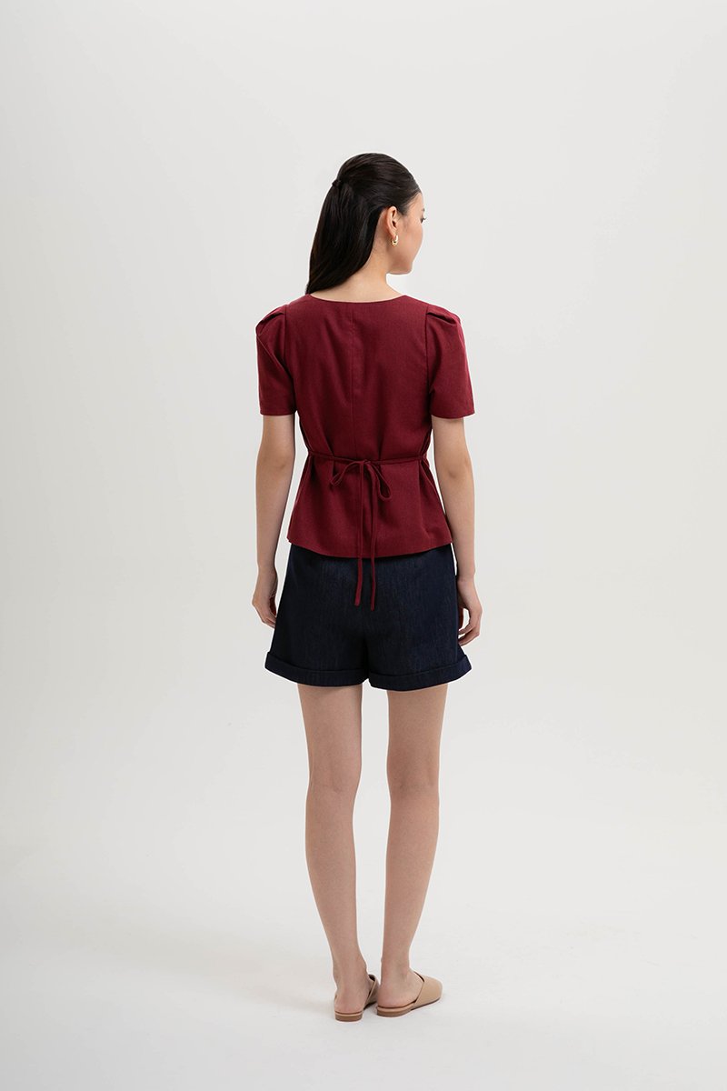 MEGHAN SHORT SLEEVE VEST LINEN TOP