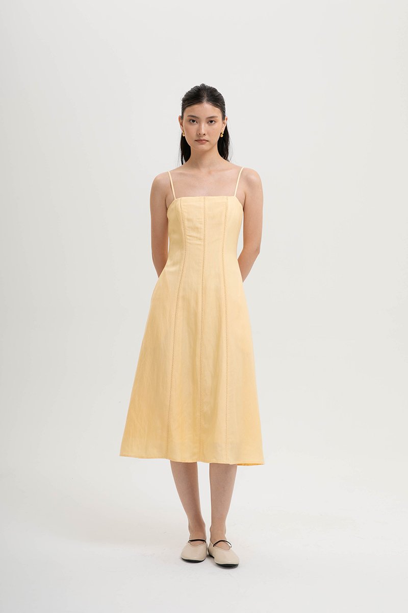 JOVELLE LACE TRIM CAMI LINEN DRESS