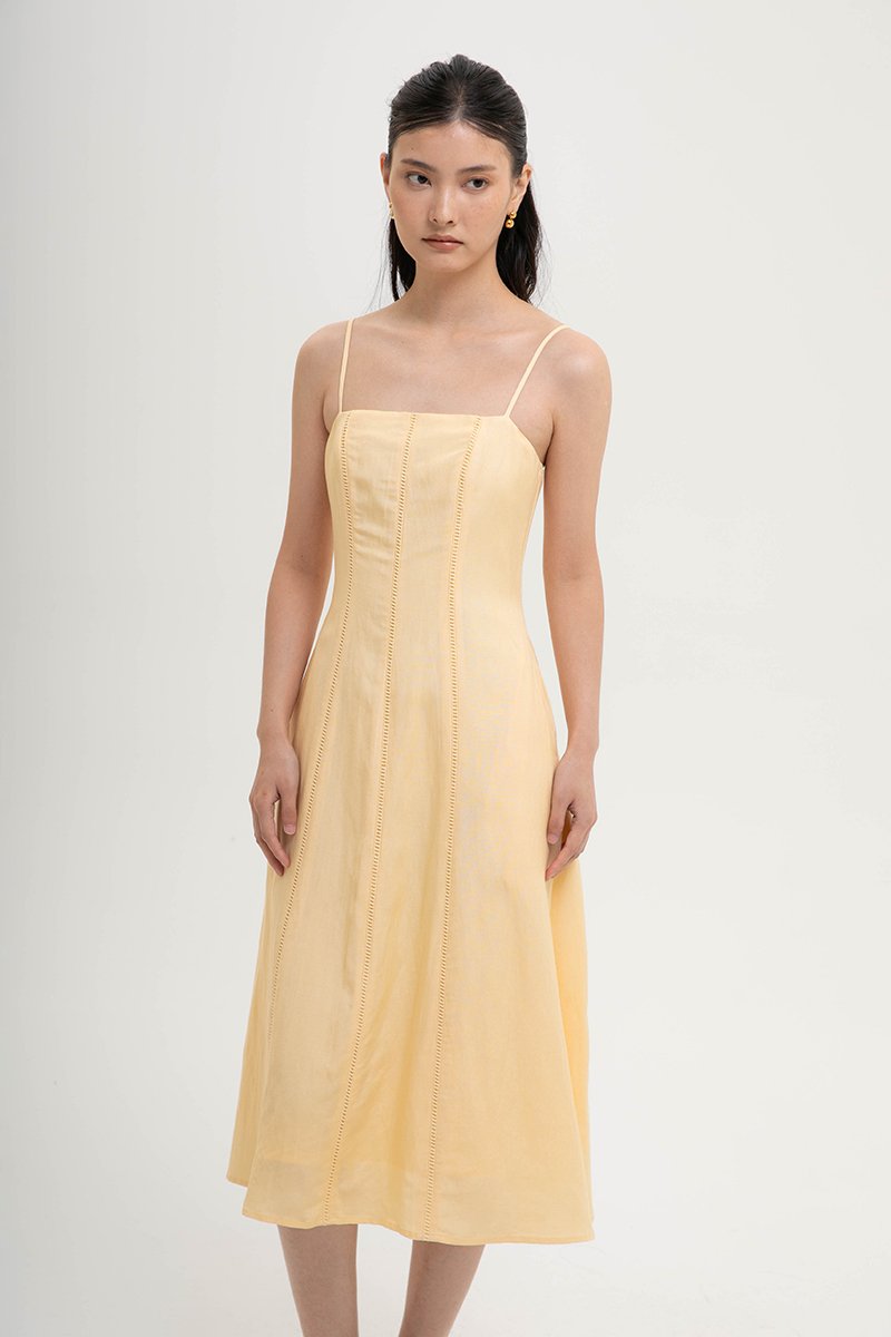 JOVELLE LACE TRIM CAMI LINEN DRESS