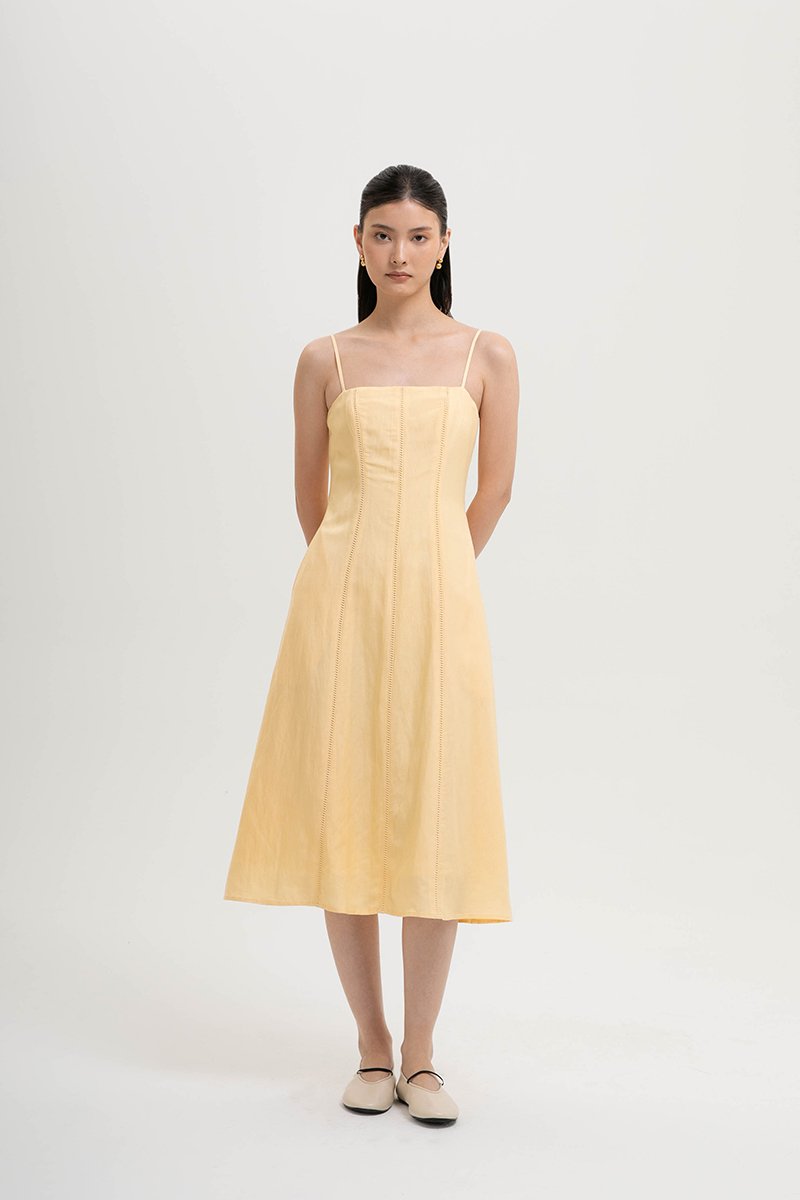 JOVELLE LACE TRIM CAMI LINEN DRESS