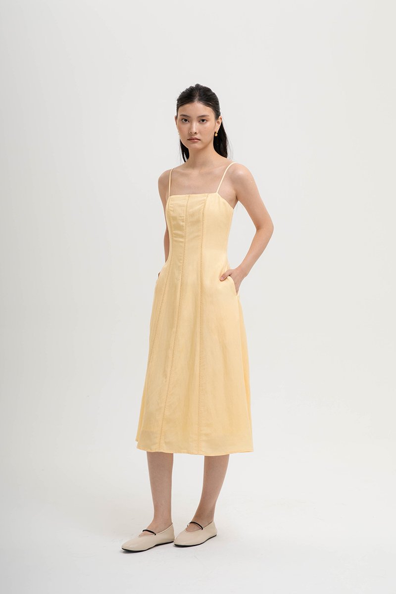 JOVELLE LACE TRIM CAMI LINEN DRESS