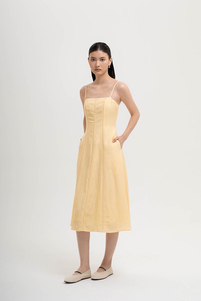 JOVELLE LACE TRIM CAMI LINEN DRESS