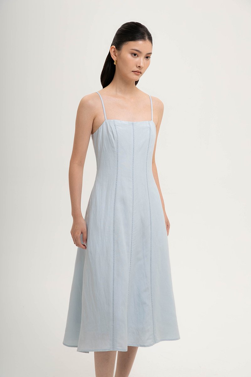 JOVELLE LACE TRIM CAMI LINEN DRESS