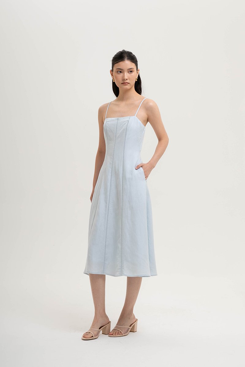JOVELLE LACE TRIM CAMI LINEN DRESS