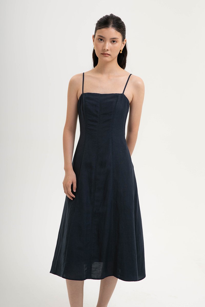 JOVELLE LACE TRIM CAMI LINEN DRESS