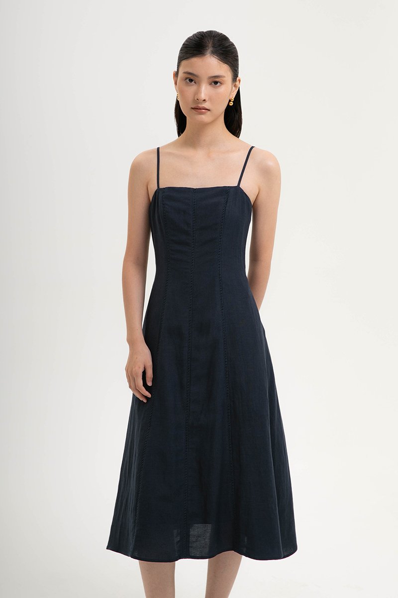 JOVELLE LACE TRIM CAMI LINEN DRESS