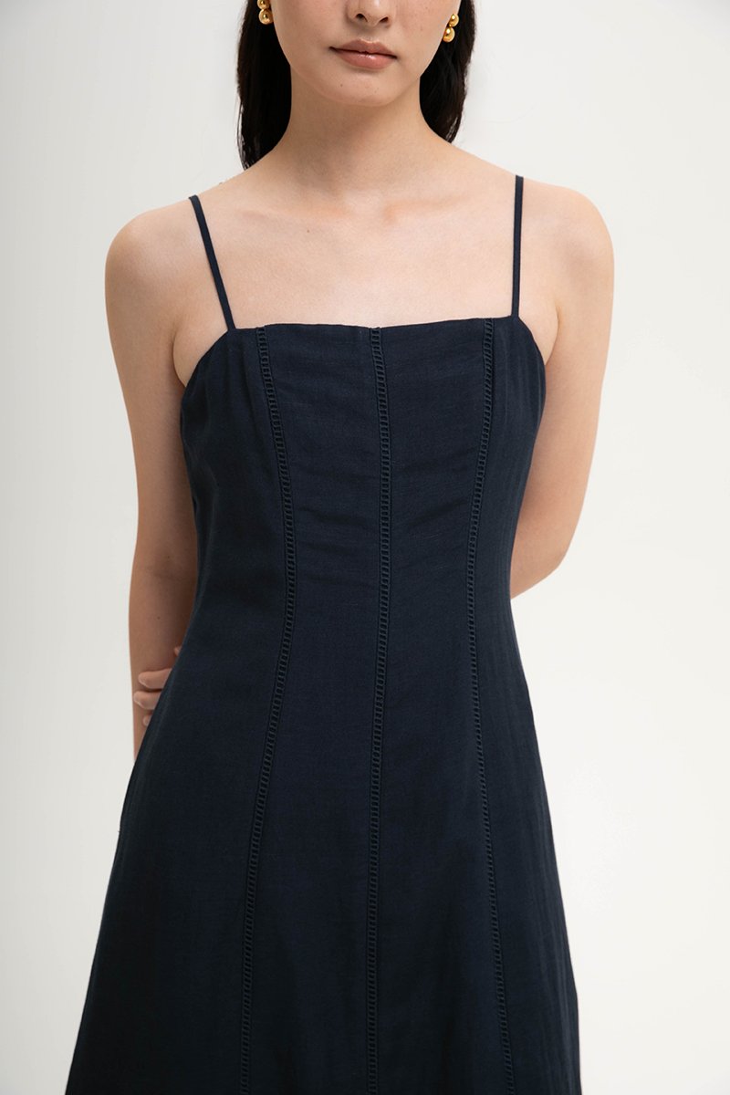 JOVELLE LACE TRIM CAMI LINEN DRESS