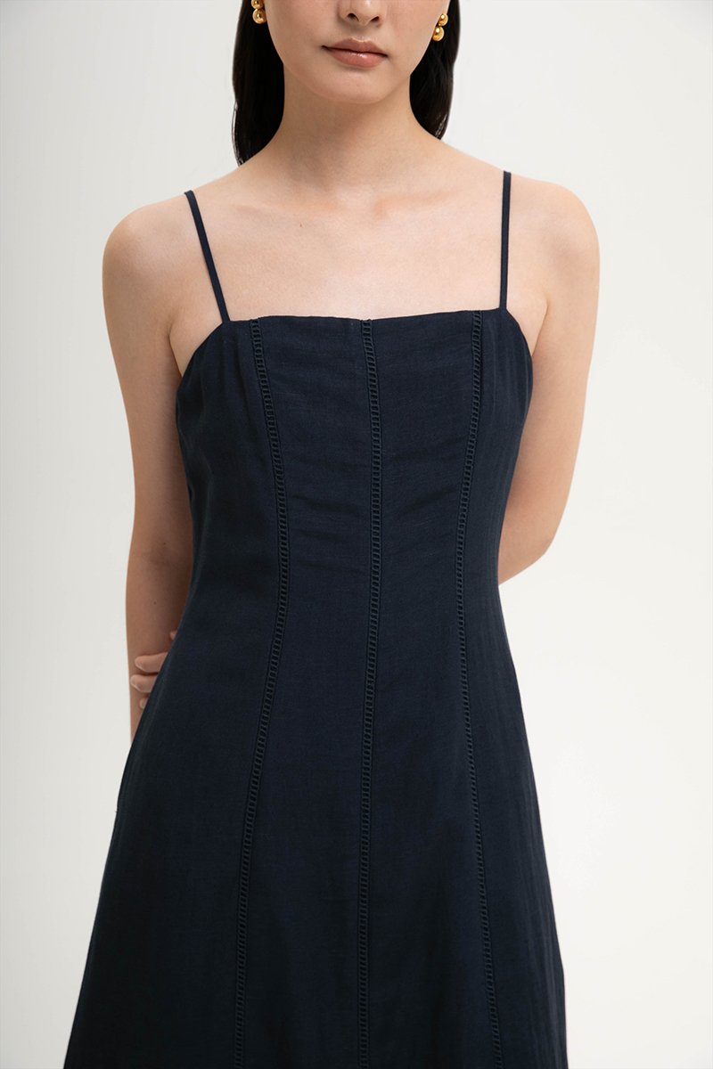 JOVELLE LACE TRIM CAMI LINEN DRESS