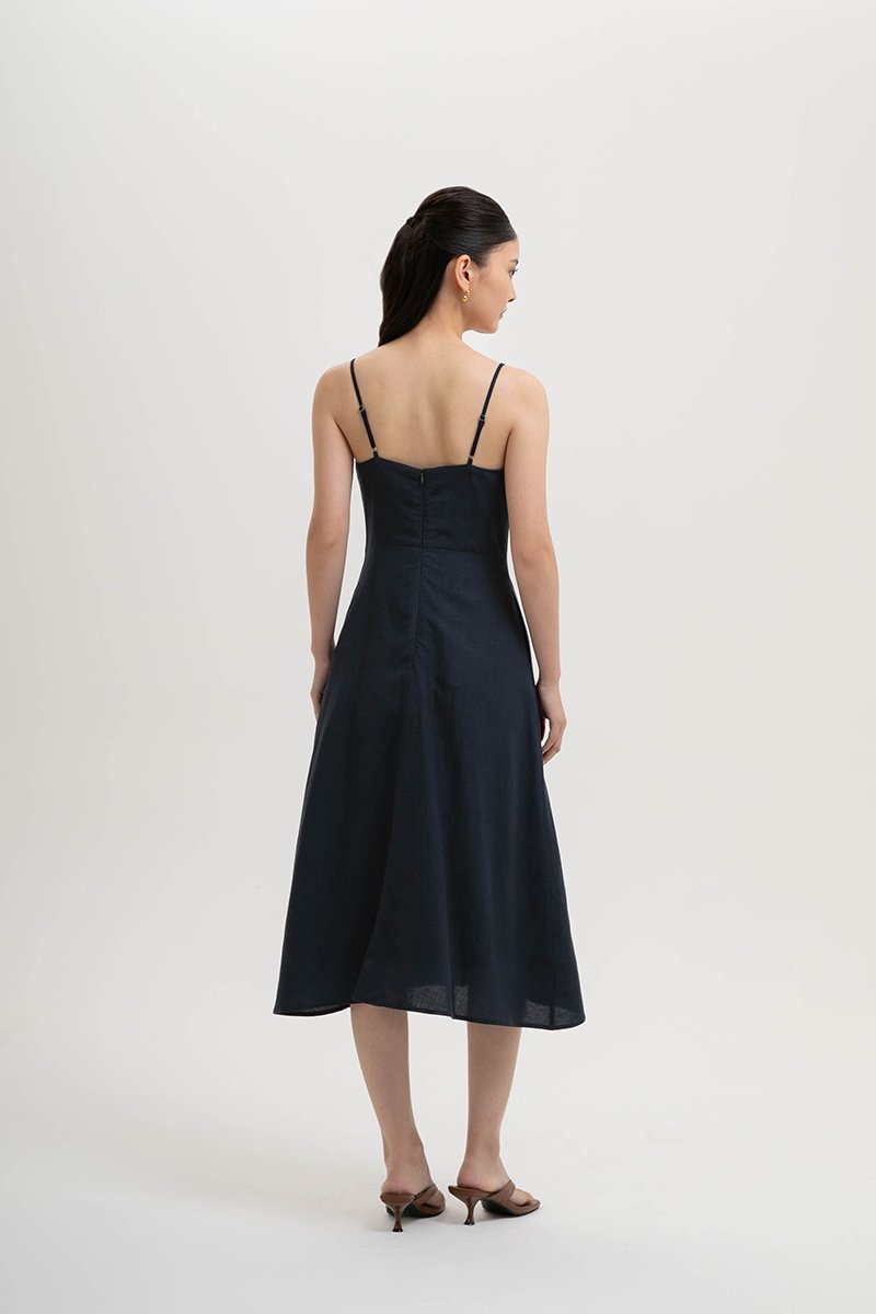 JOVELLE LACE TRIM CAMI LINEN DRESS