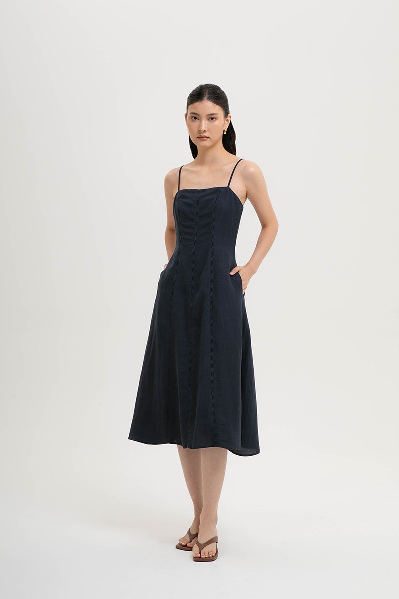 JOVELLE LACE TRIM CAMI LINEN DRESS