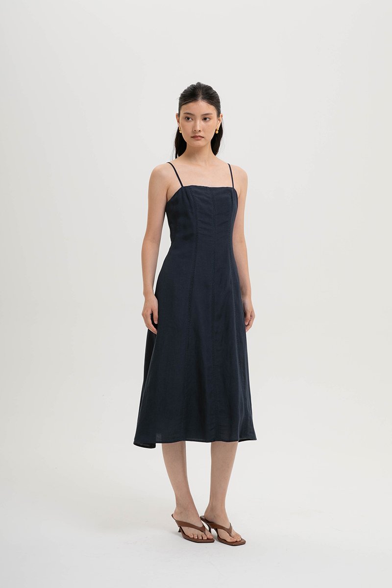 JOVELLE LACE TRIM CAMI LINEN DRESS