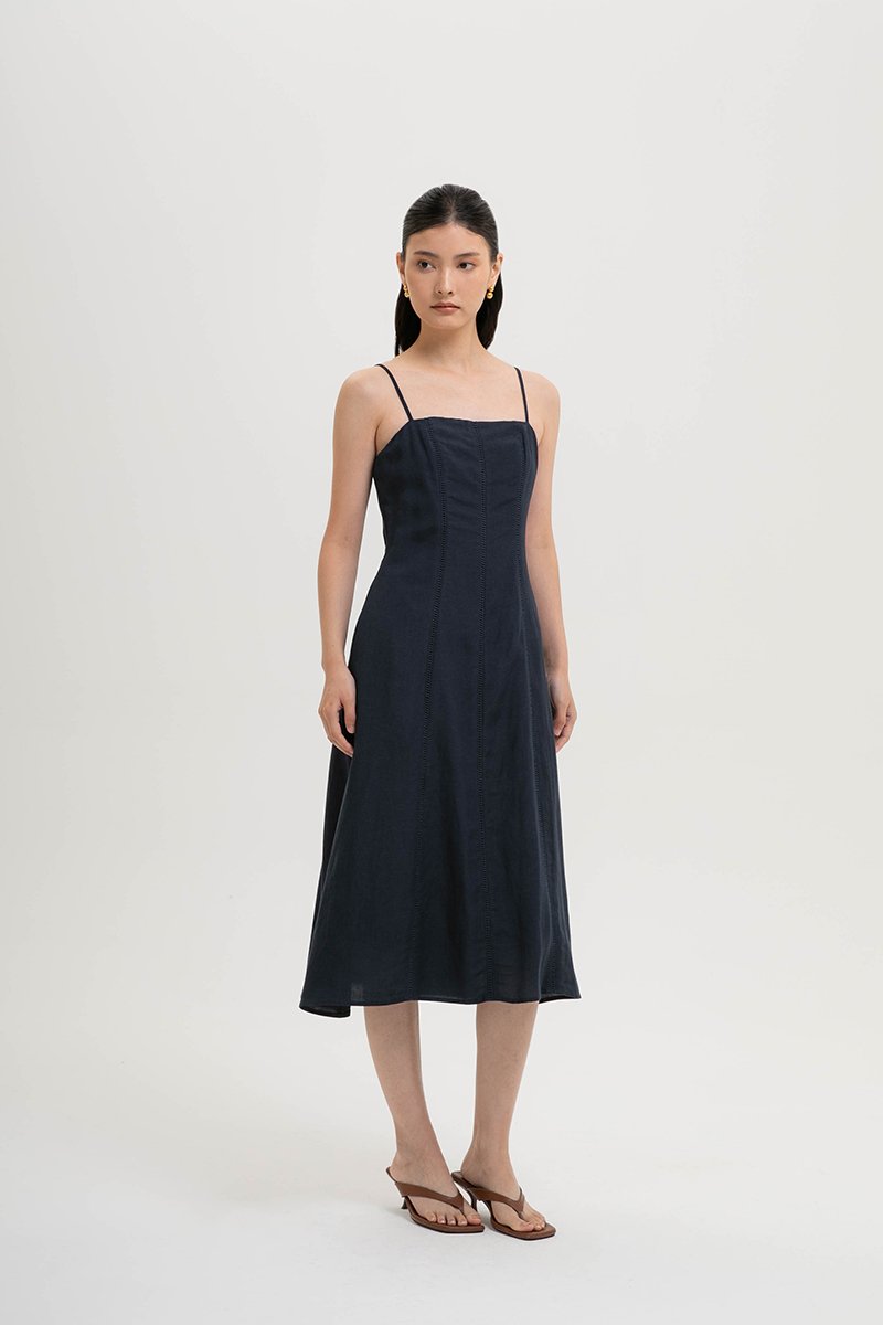 JOVELLE LACE TRIM CAMI LINEN DRESS