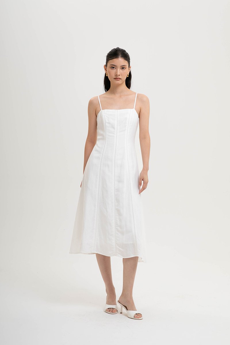 JOVELLE LACE TRIM CAMI LINEN DRESS
