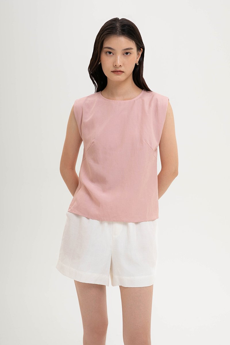 VIOLA CAP SLEEVE LINEN TOP