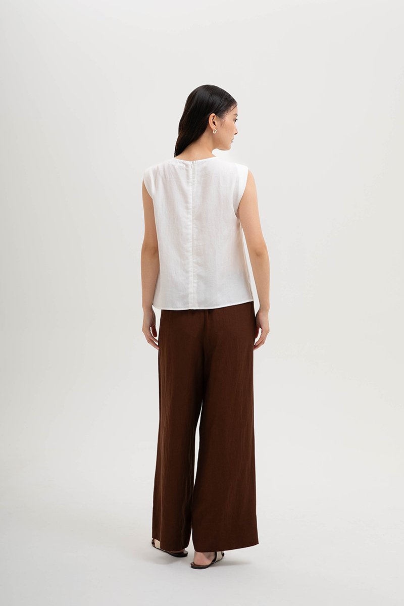 VIOLA CAP SLEEVE LINEN TOP