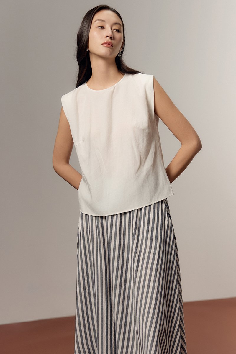VIOLA CAP SLEEVE LINEN TOP