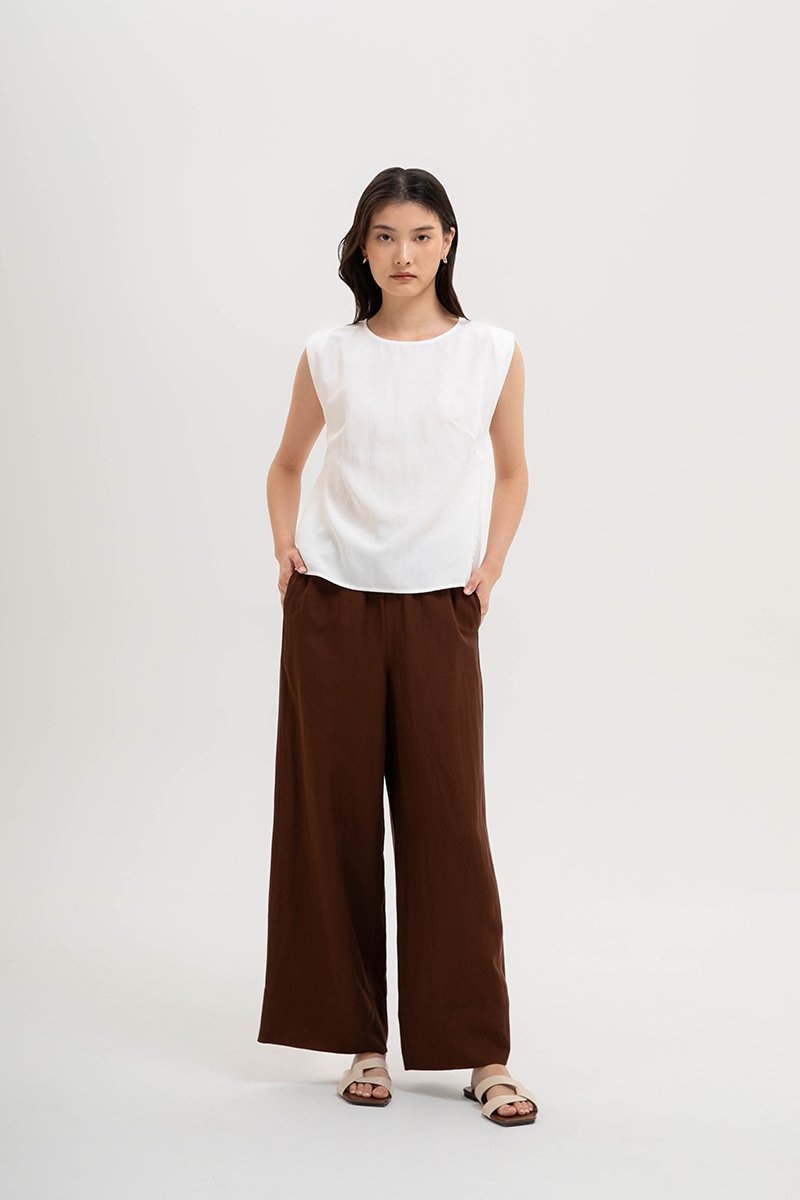 VIOLA CAP SLEEVE LINEN TOP