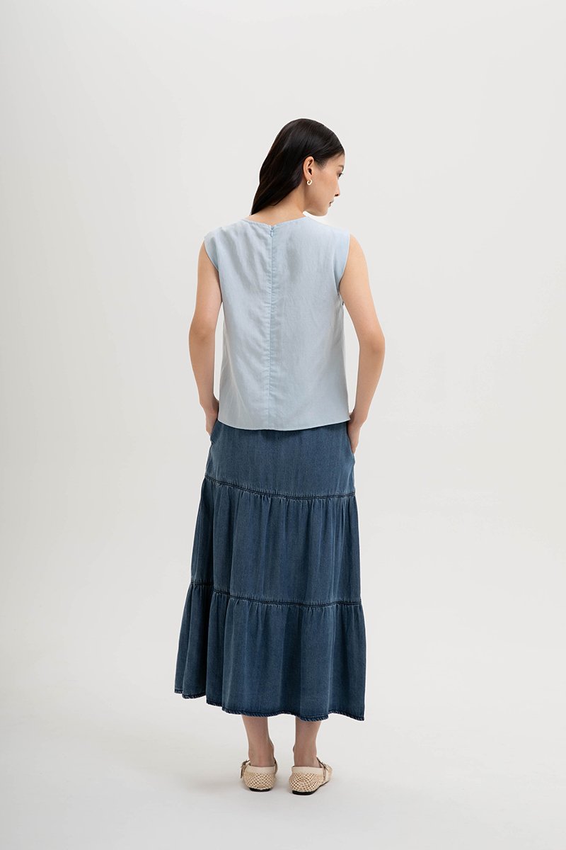 VIOLA CAP SLEEVE LINEN TOP
