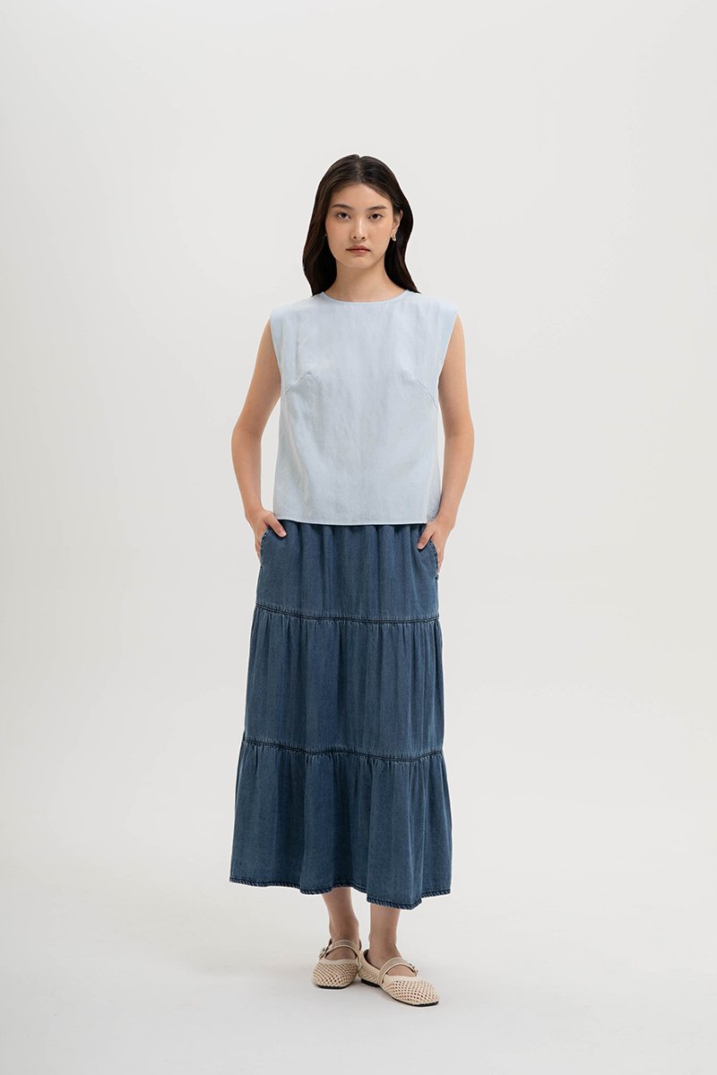 VIOLA CAP SLEEVE LINEN TOP